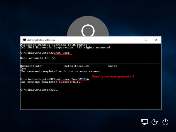 reset windows password cmd