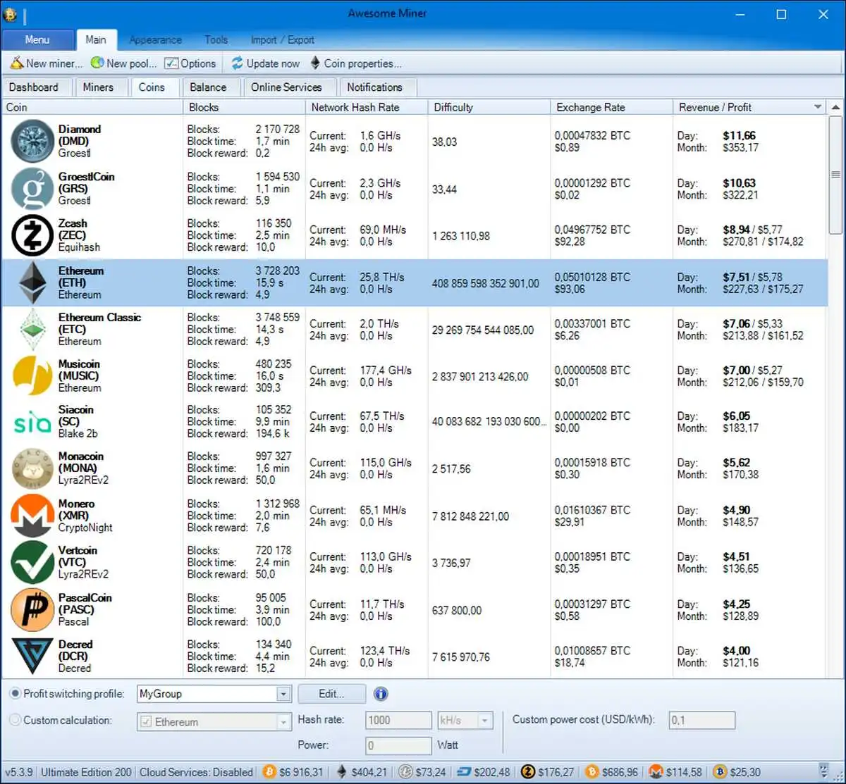 Awesome Miner — Best for managing fleets of 10 to 200,000 rigs