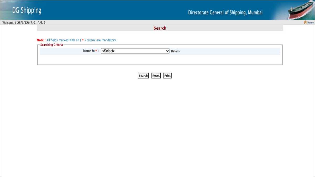 Directorate General of Shipping's INDoS Checker Tool