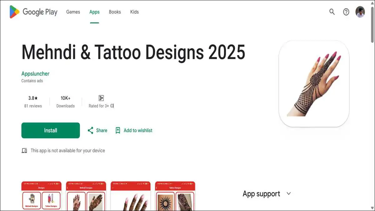 Mehndi & Tattoo Designs 2025 by Appsluncher