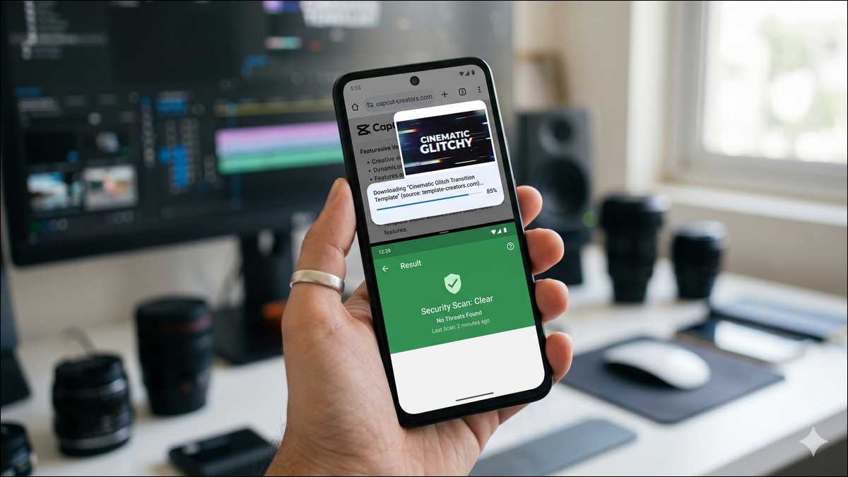 screenshot of a template being downloaded on your Android phone
