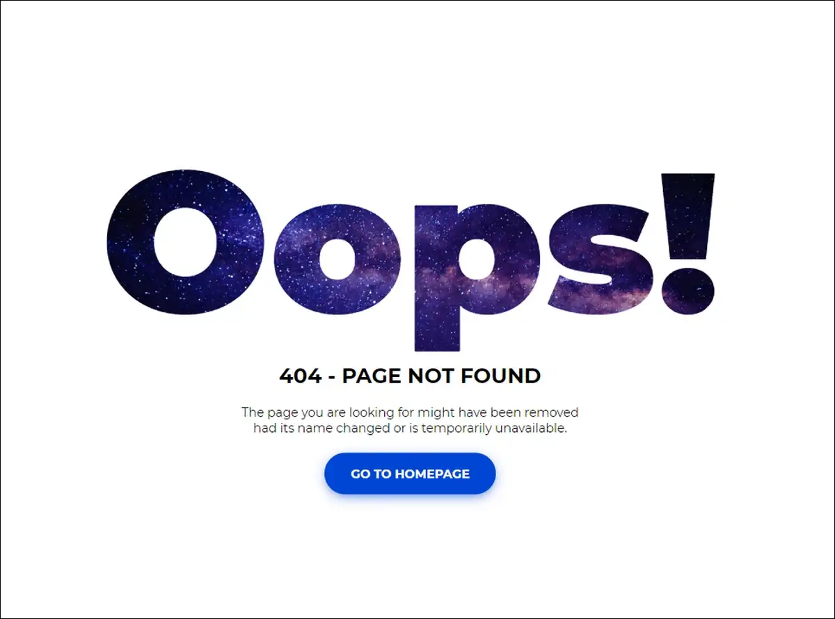 Example of a custom 404 error page in CodeIgniter 4 with a clear heading, navigation links, and a search option for better user retention.