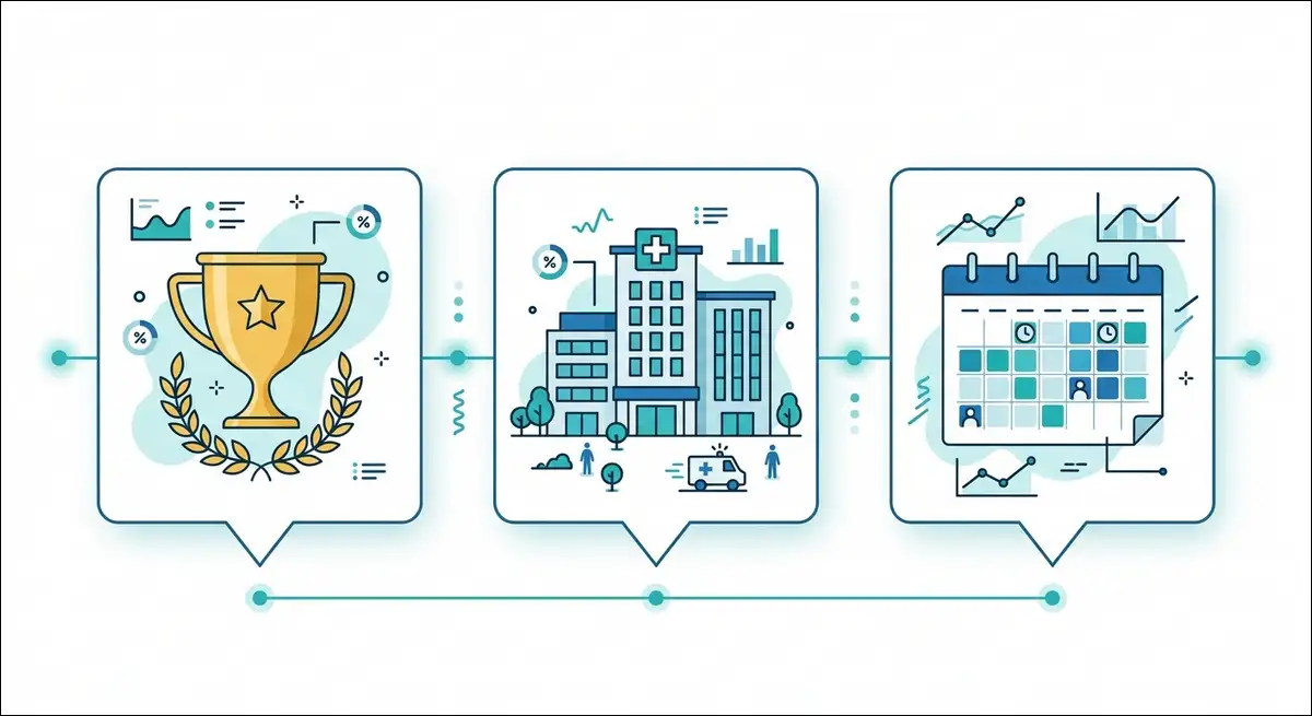 Statistics infographic of verified Centricity ShiftSelect facts, including its KLAS Category Leader award, 1,600 health systems served, and 50,000 open shifts filled in a year.