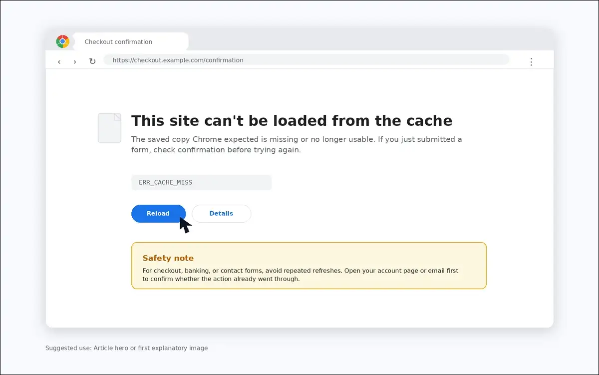 Chrome ERR_CACHE_MISS error page saying site cannot be loaded from cache