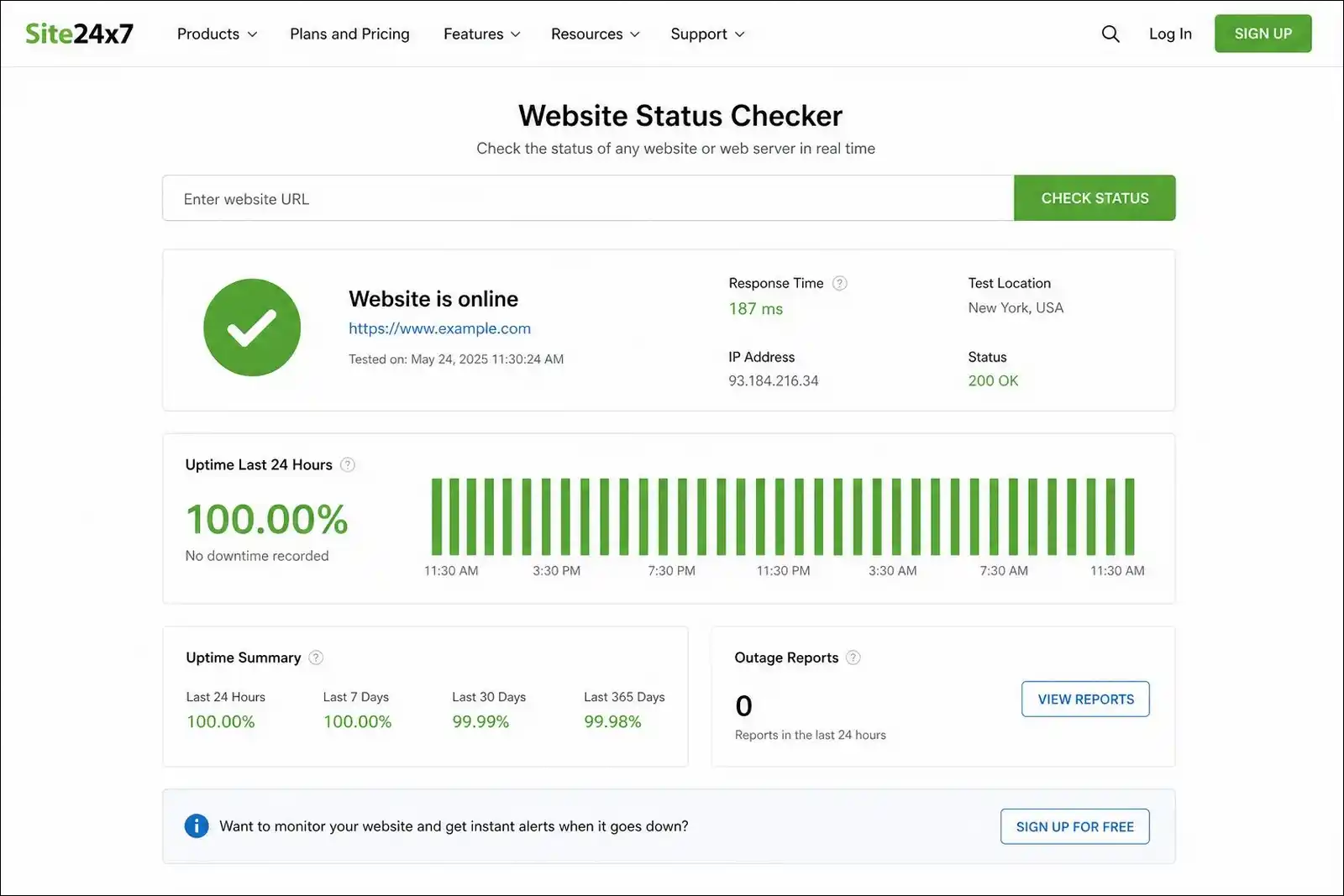 DownDetector website status checker showing whether a site is down for everyone