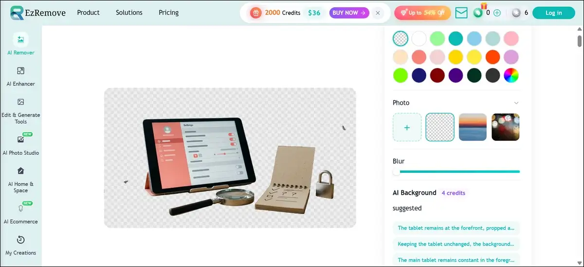 EzRemove AI review 2026 interface showing a transparent PNG cutout of a product