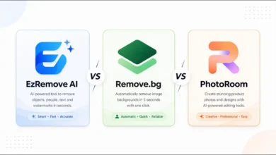 EzRemove AI versus Remove.bg versus PhotoRoom head-to-head comparison banner 2026.