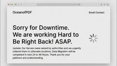 Ocean of PDF faced a clear disruption in early July 2026. The site claimed its servers were seized, and service returned only partially in the following weeks.