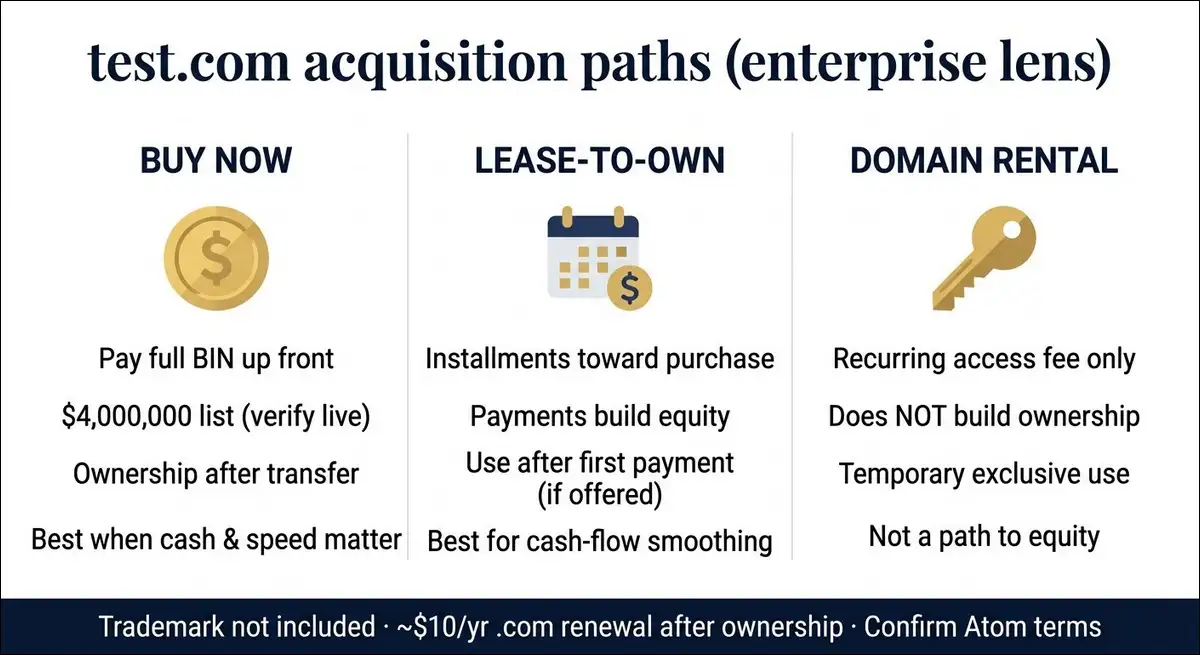 Lease-to-own versus buy-now cash flow comparison for a premium domain purchase