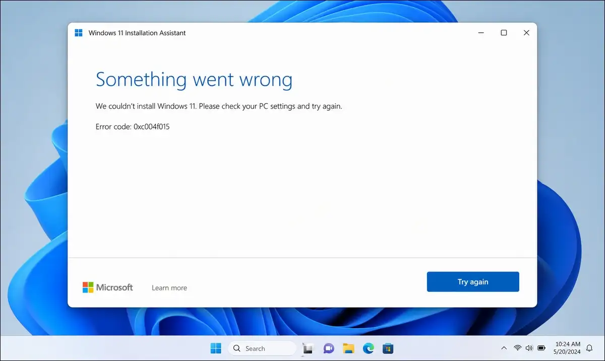 learn how to fix Windows 11 Installation Assistant error 0xc004f015 Something went wrong message